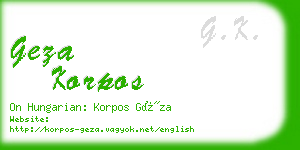 geza korpos business card